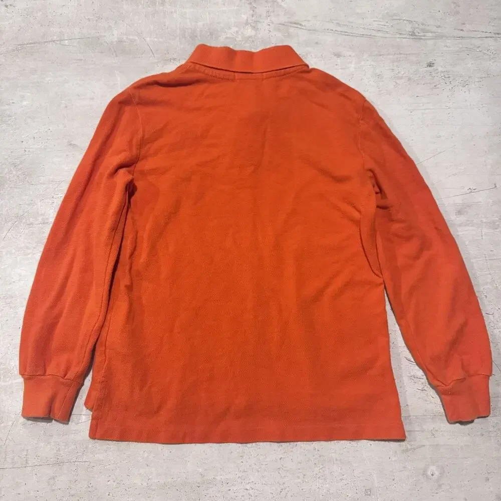 Polo Ralph Lauren Polo Shirt Boys 7 Orange Long Sleeve Rugby Big Pony 3 Patch